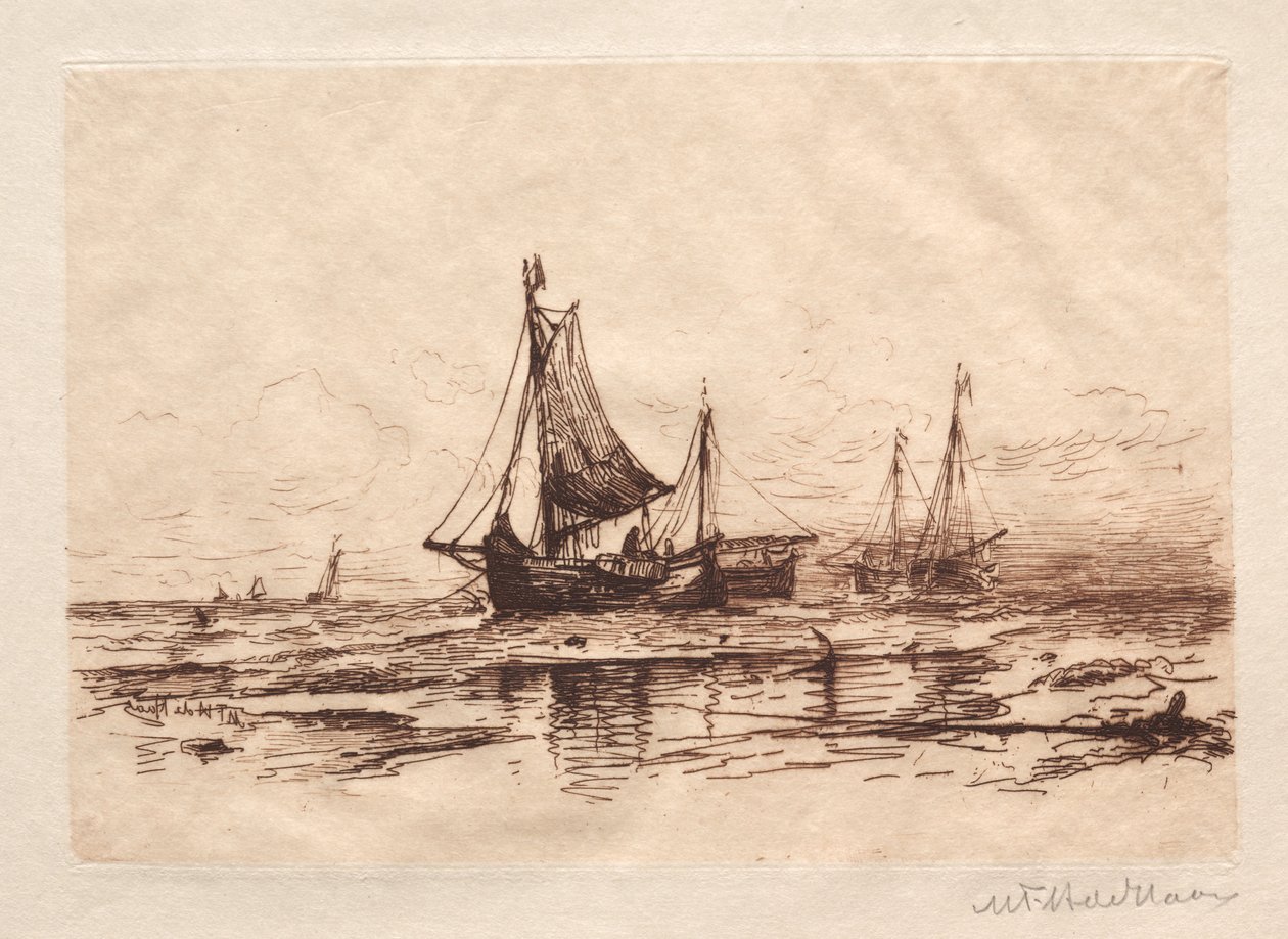 Łodzie rybackie na plaży w Scheveningen. autorstwa Maurits Frederik Hendrik De Haas