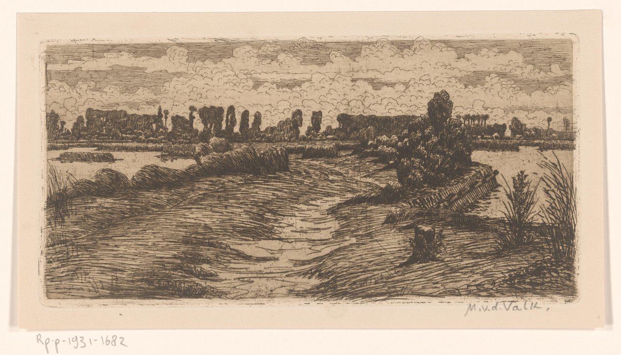 Ścieżka przez krajobraz z kałużami autorstwa Maurits van der Valk (signed by artist)