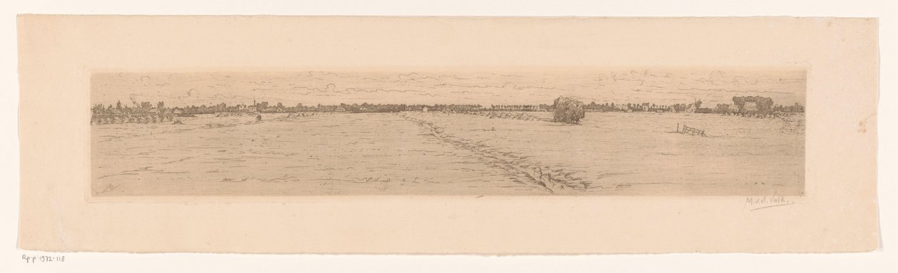 Krajobraz łąkowy z żniwiarzem autorstwa Maurits van der Valk (signed by artist)