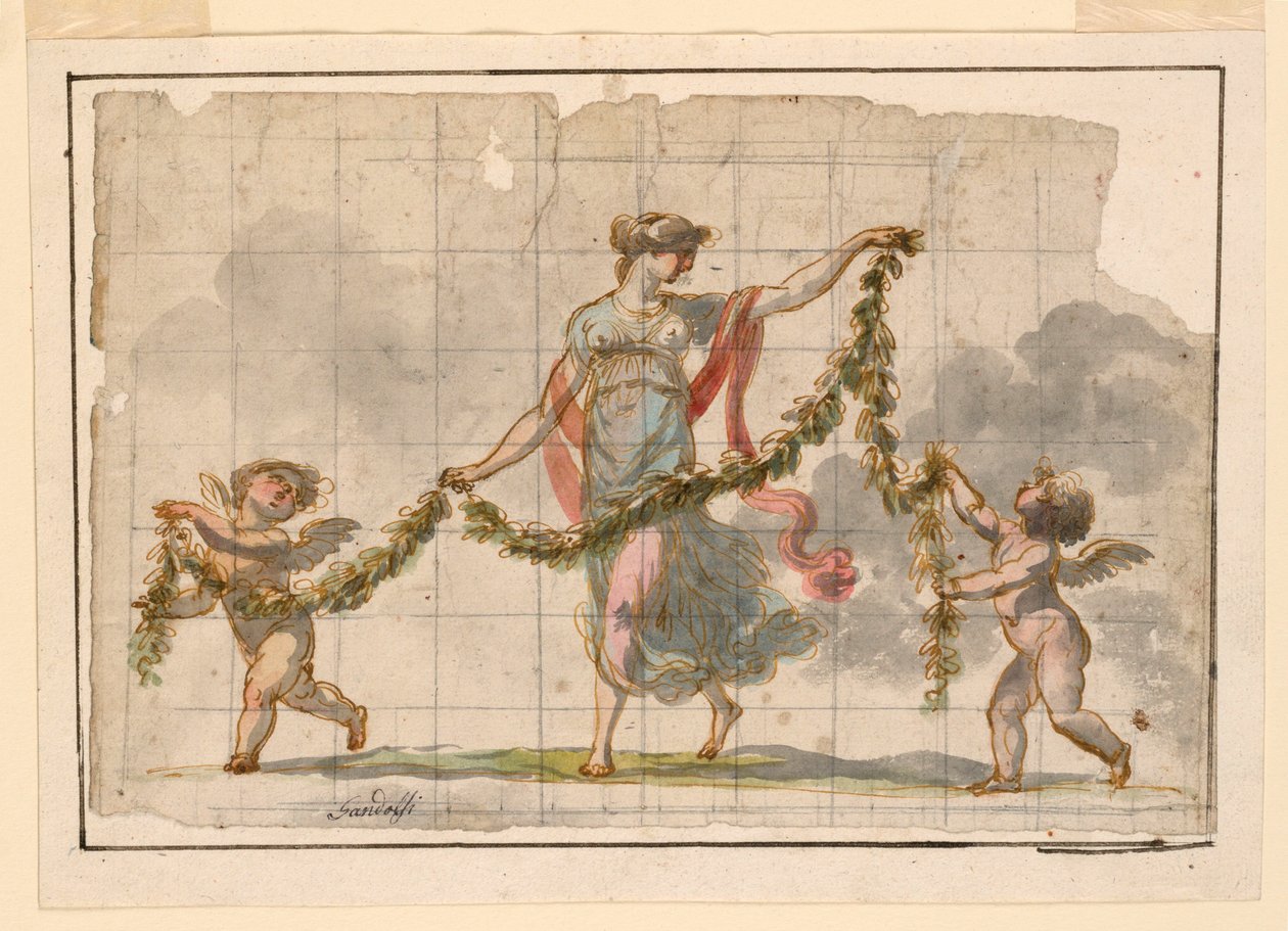 Rysunek, Malarstwo ścienne, ca. 1820 autorstwa Mauro Gandolfi