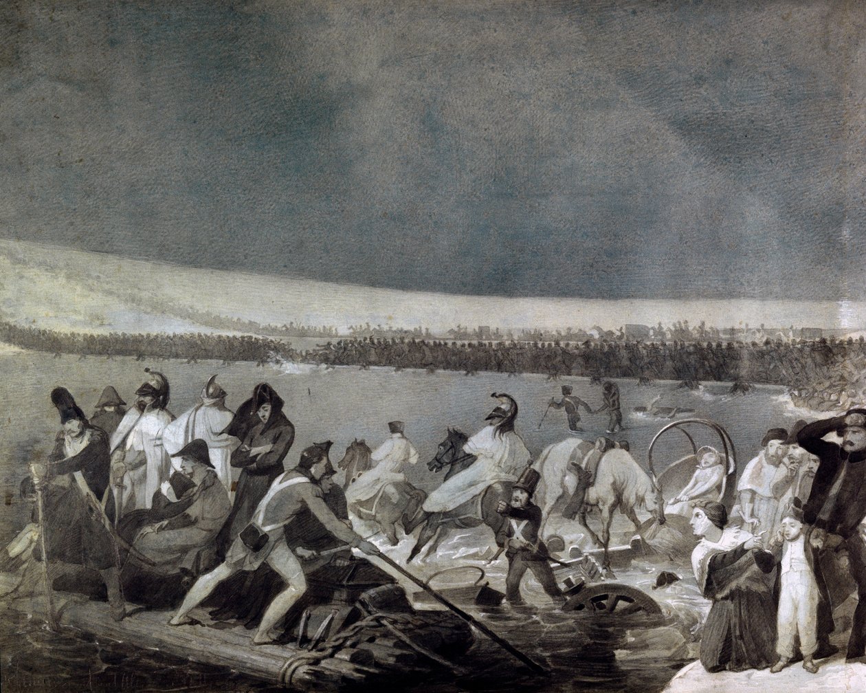 Odwrót z Rosji (1812): „” przejście Berezyny (Berezyny) przez wojska francuskie 28 listopada autorstwa Mauro Conconi