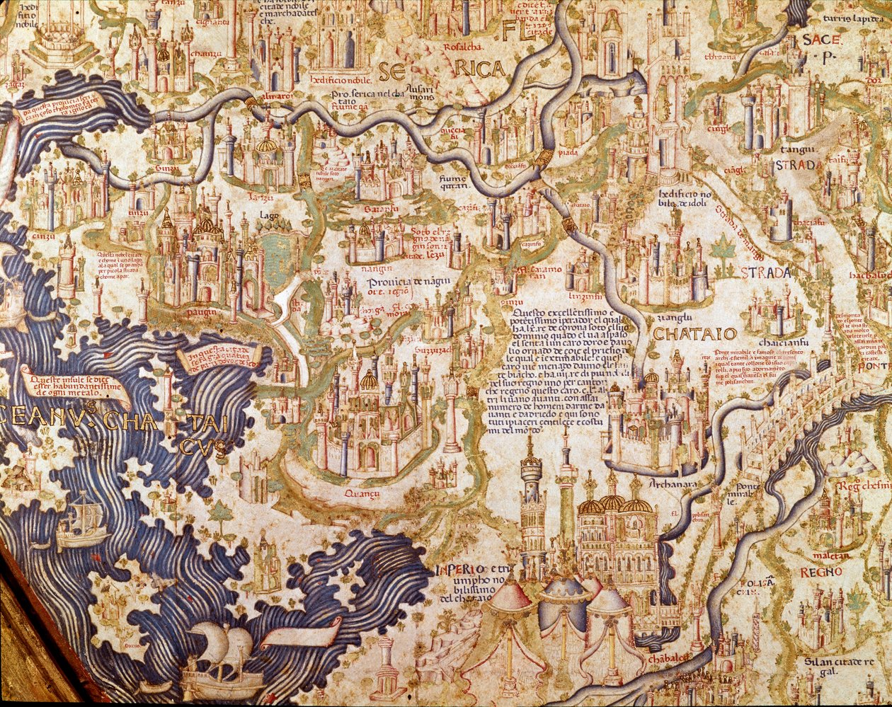 Widok Chin (Cambaluc, obecnie Pekin) Szczegóły mapy świata (mappamundi) brata Maurusa (Mauro) Kamedułów 1459 (mapa) autorstwa Mauro Fra