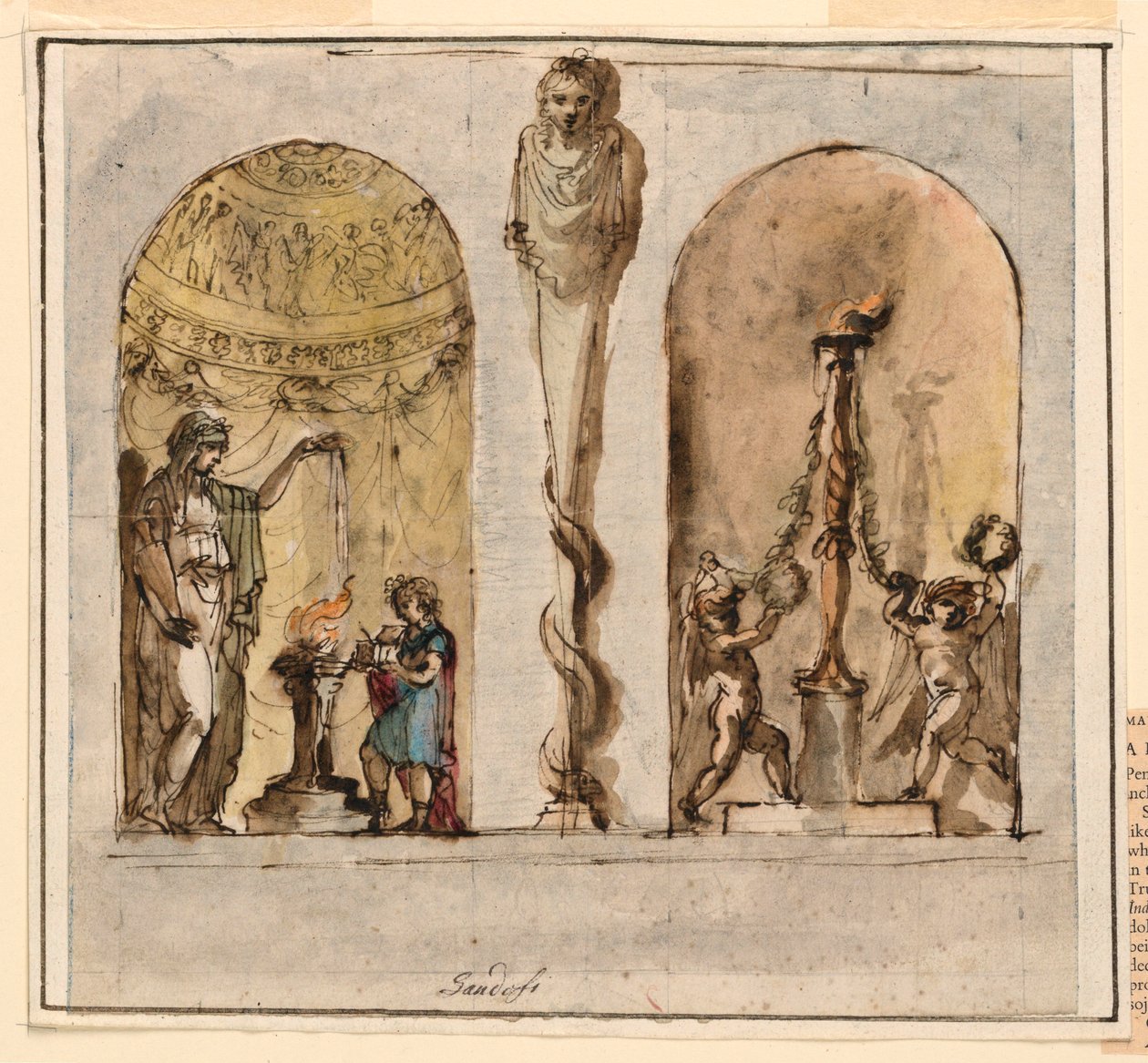 Rysunek, malowana dekoracja ścienna, 1800-1830 autorstwa Mauro Gandolfi