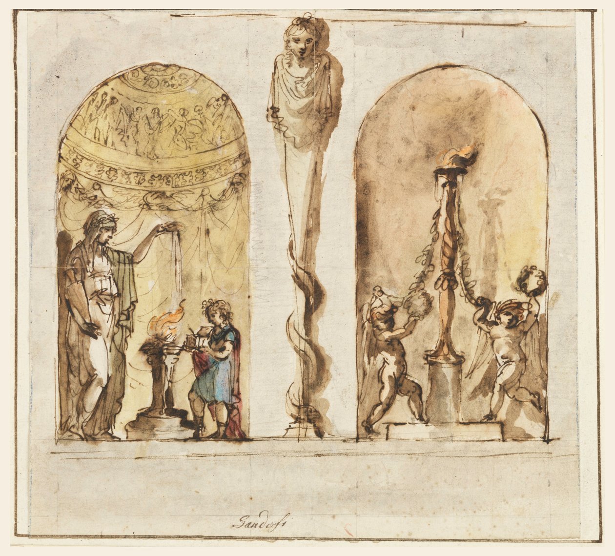 Rysunek, malowana dekoracja ścienna, 1800-1830 autorstwa Mauro Gandolfi