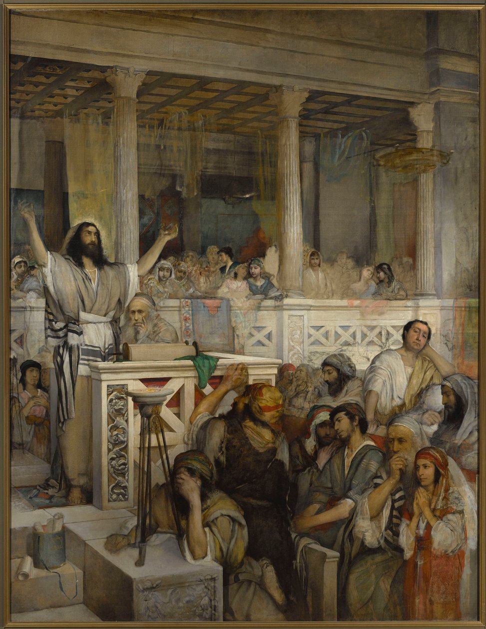 Le Christ przepowiada a Capharnaum - Chrystus przepowiadający w Kafarnaum - Maurycy Gottlieb (1856-1879). olej na płótnie autorstwa Maurycy Gottlieb