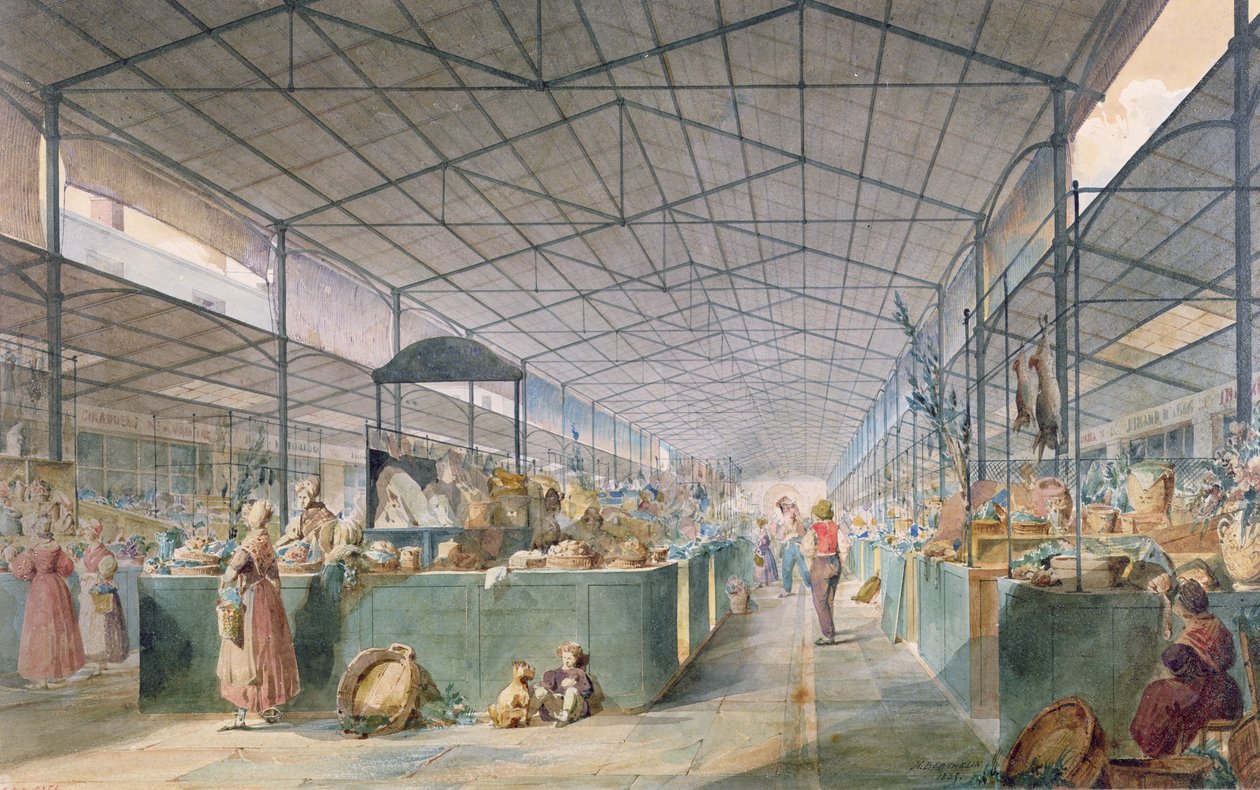 Widok na targ drobiu w La Vallee, 1834 autorstwa Max Berthelin