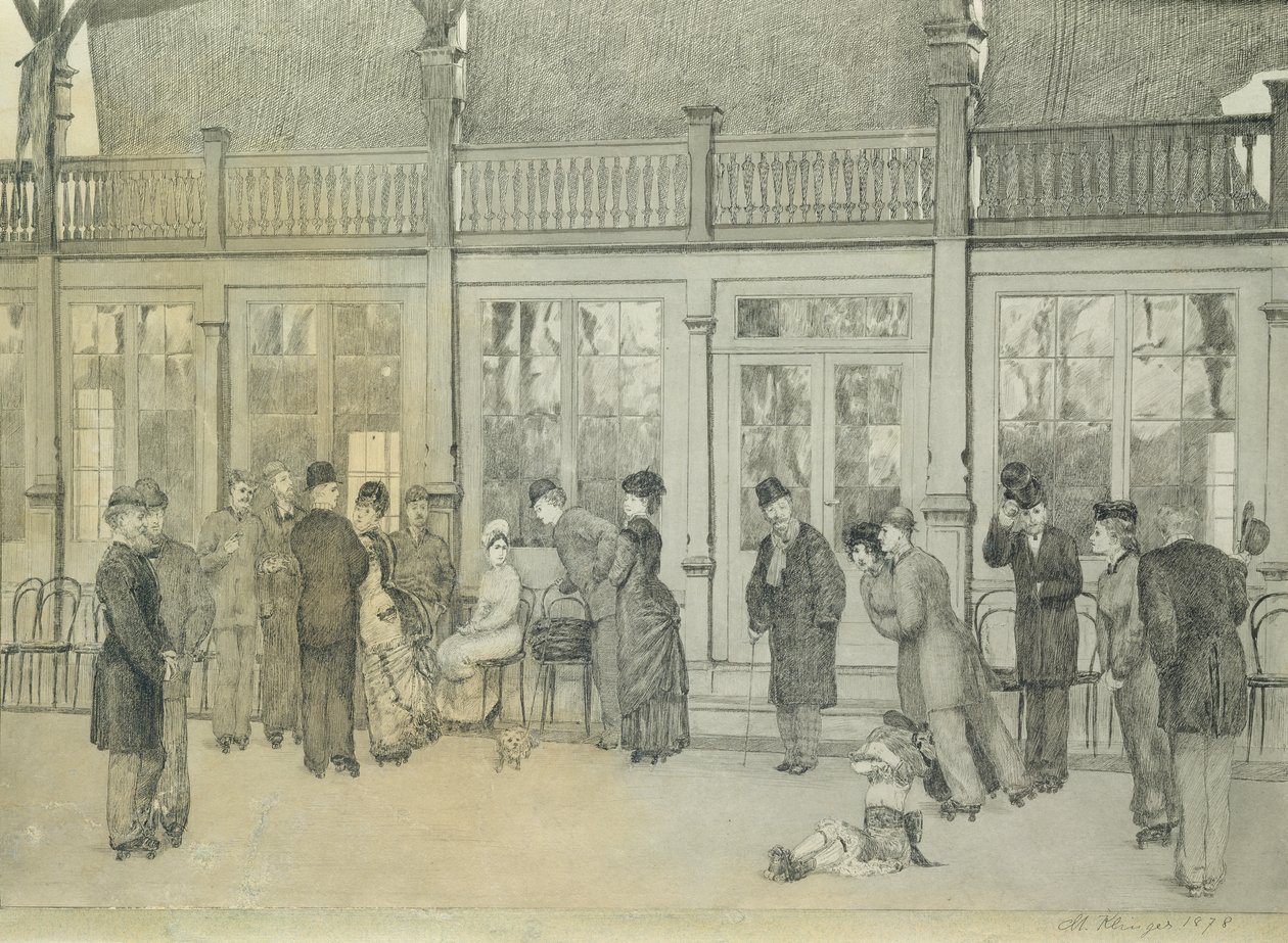 Miejsce z „Parafrazy o odkryciu rękawicy”, wyd. 1881, 1878 (prany tusz i pióro indyjskie na papierze) autorstwa Max Klinger