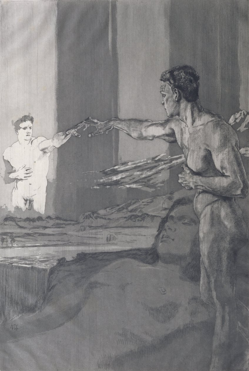 Filozof, z cyklu "O śmierci, część druga", 1898 autorstwa Max Klinger