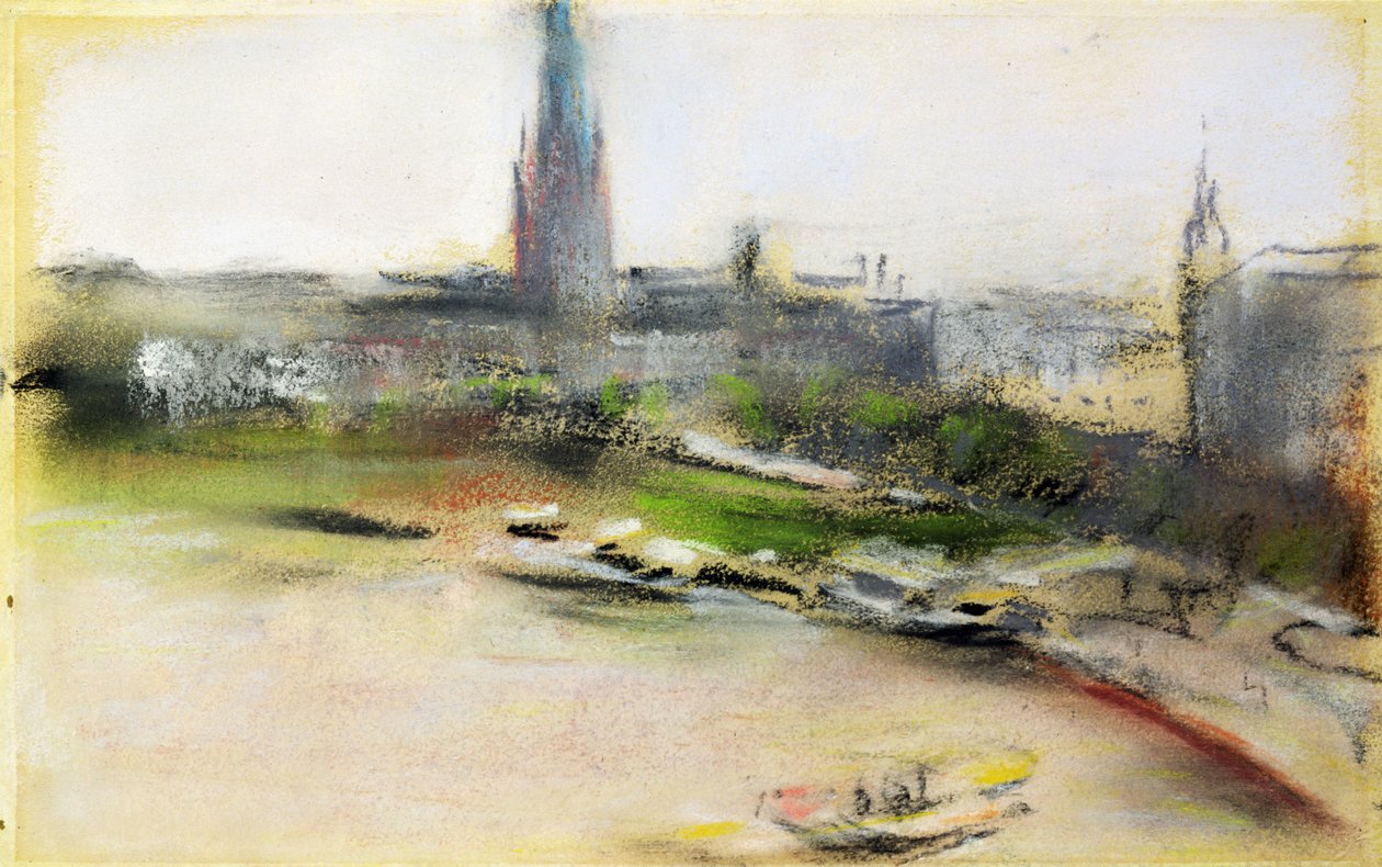 Binnenalster w Jungfernstieg, 1909 (pastel na papierze) autorstwa Max Liebermann