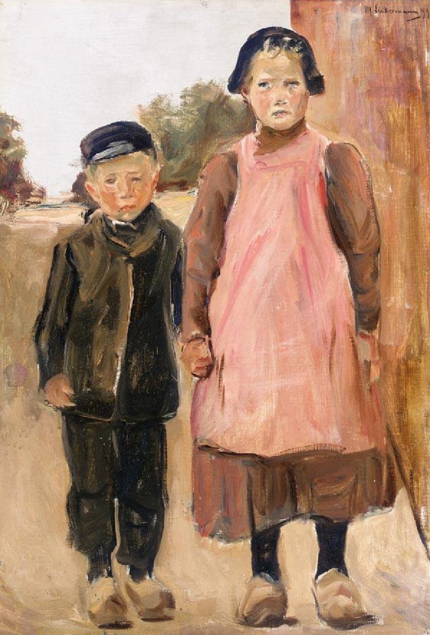 Chłopiec i dziewczynka na wiejskiej ulicy autorstwa Max Liebermann