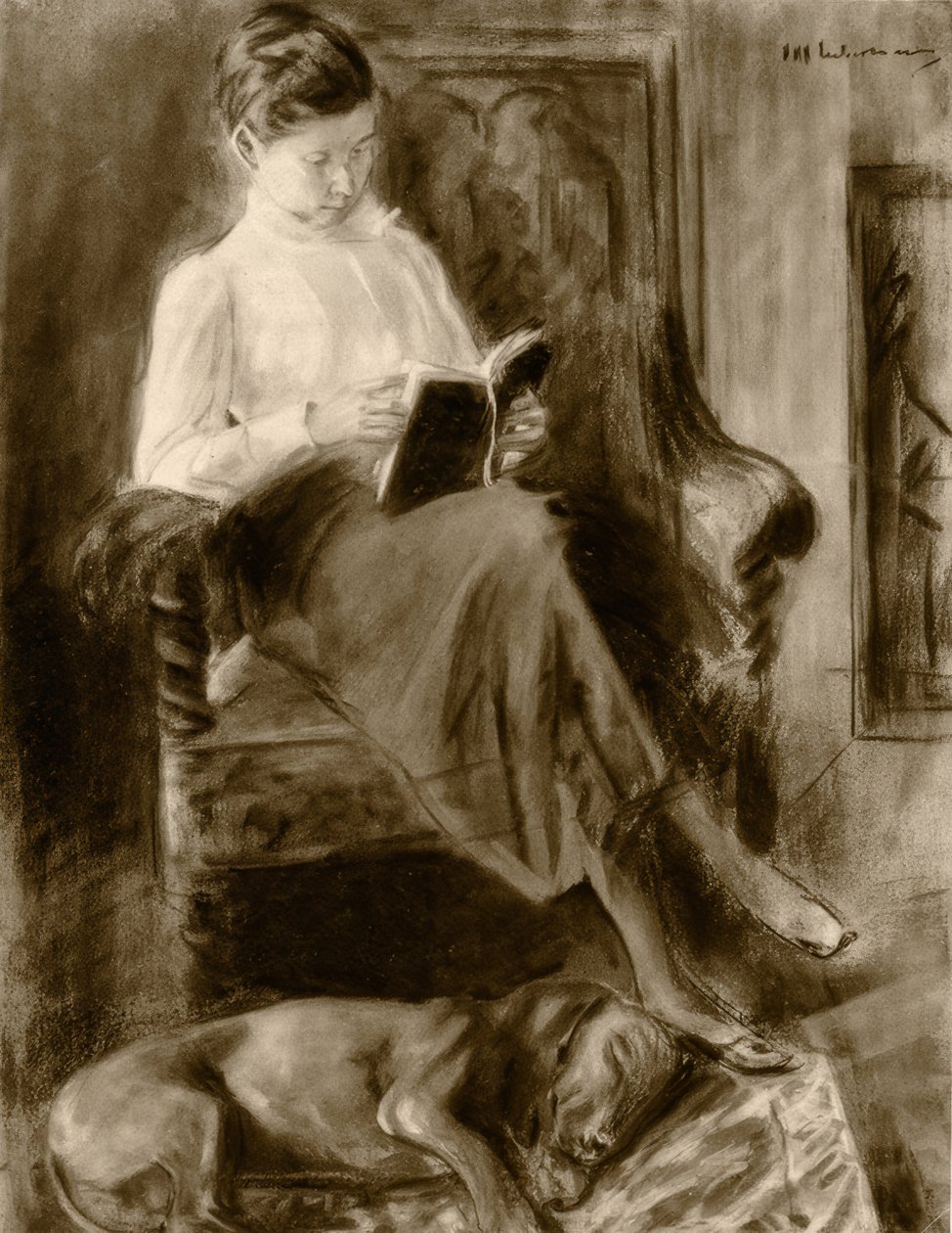 Czytelnicza dziewczyna / akwarela Max Liebermann autorstwa Max Liebermann