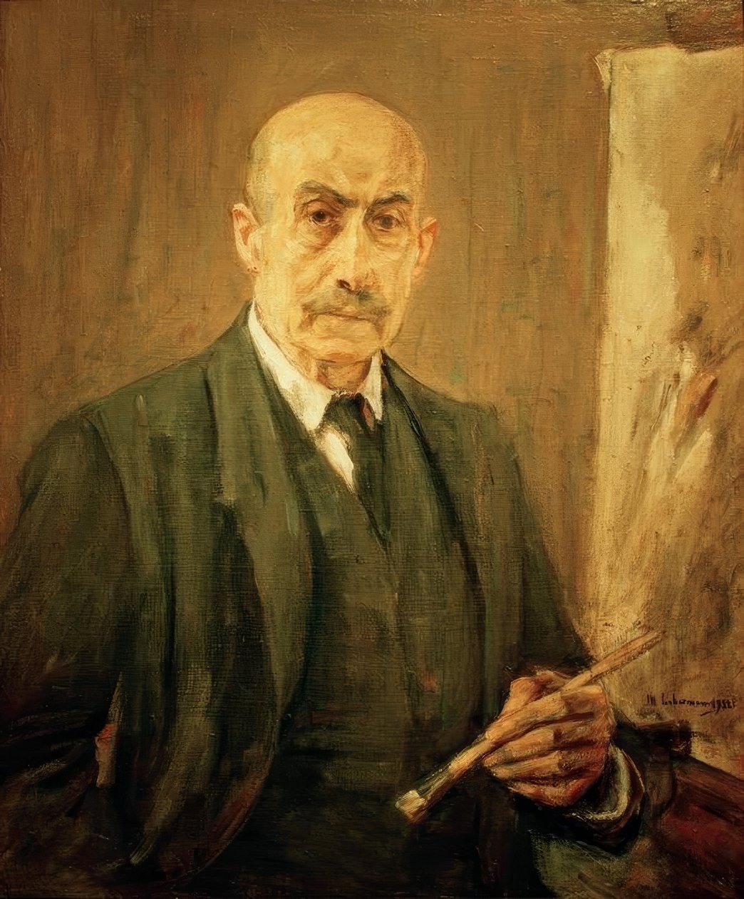 Autoportret w garniturze obok sztalugi autorstwa Max Liebermann