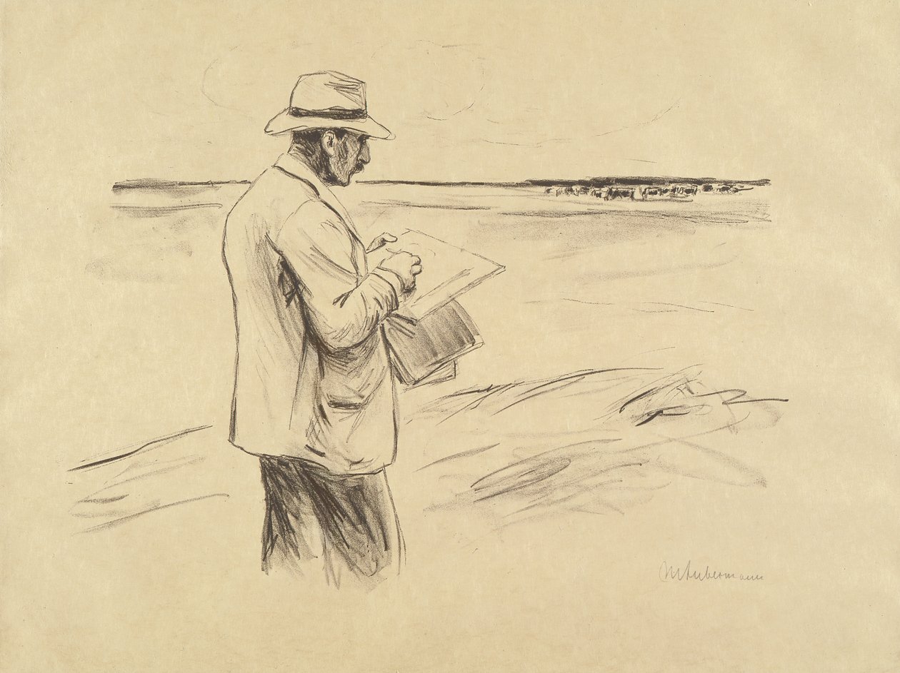 Autoportret na otwartym rysunku autorstwa Max Liebermann
