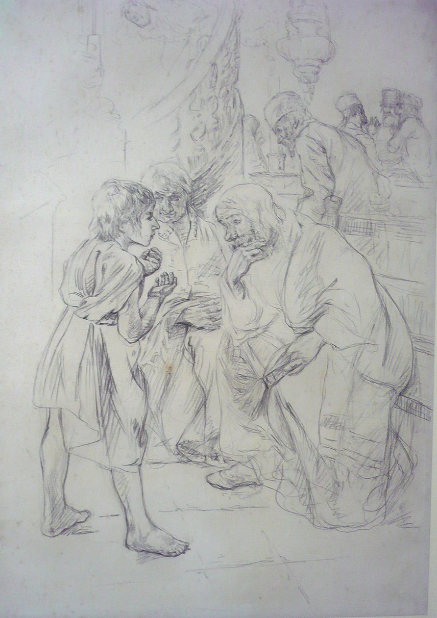 Szkic do Dwunastoletniego Jezusa w świątyni autorstwa Max Liebermann