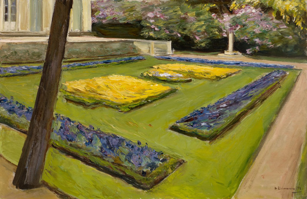 Taras w ogrodzie w pobliżu jeziora Wannsee w kierunku północno-zachodnim, 1916 autorstwa Max Liebermann