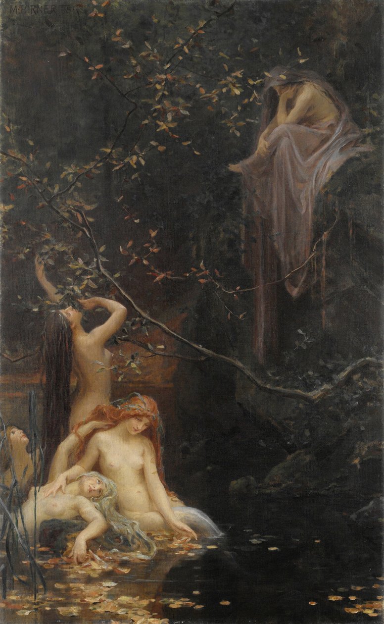 Wróżki nad potokiem, 1895 autorstwa Max Pirner