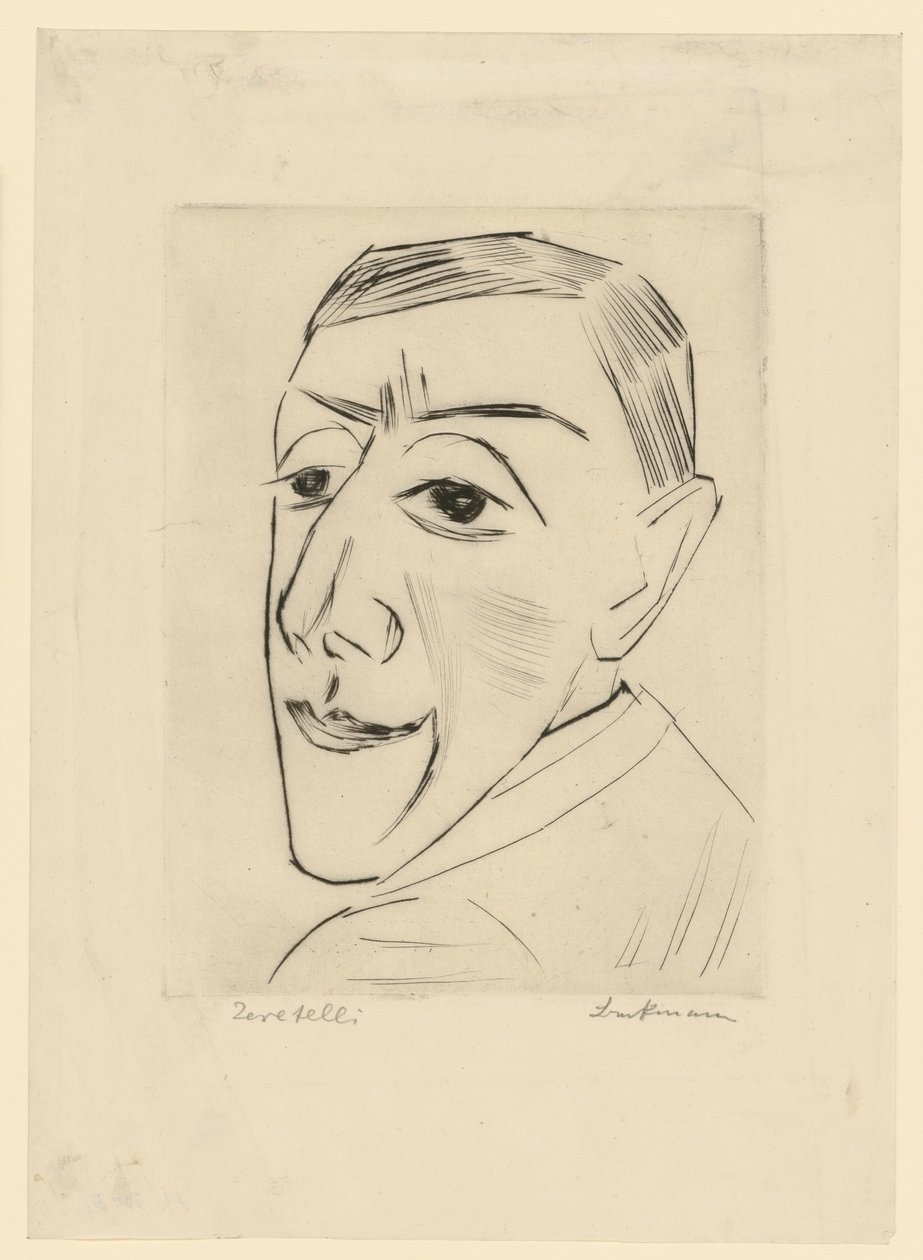 Portret aktora N. M. Zeretellego (plansza 4 z: Trzeciej teki Ganimedesa) autorstwa Max Beckmann