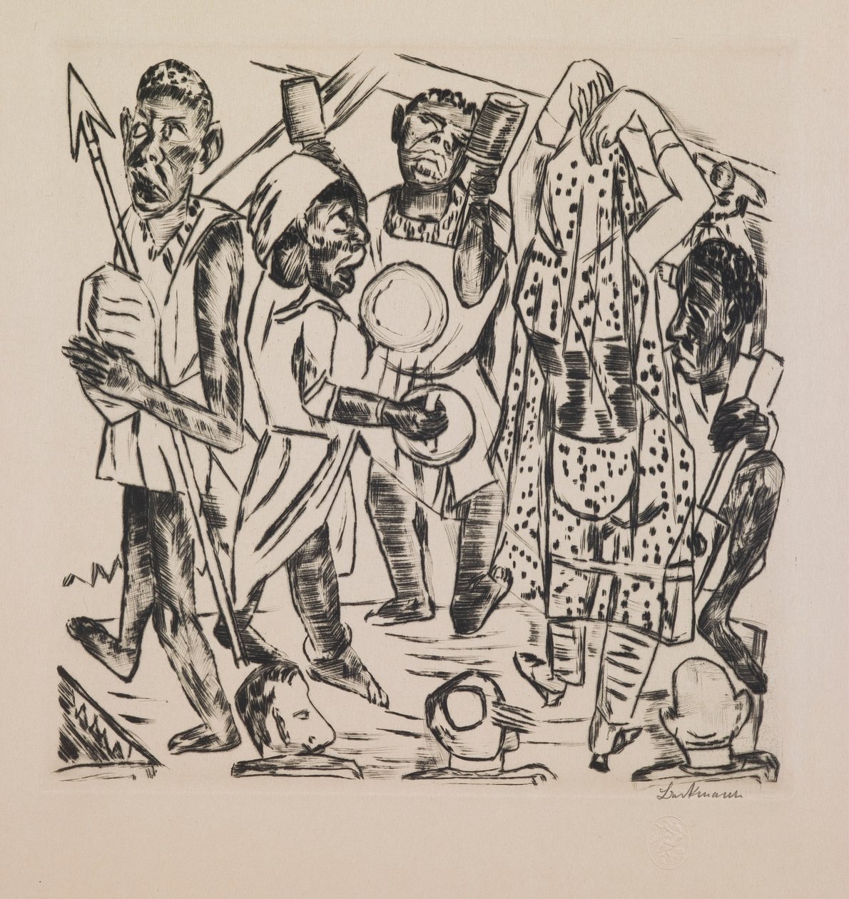 Taniec czarny, płyta 9 z teki „Jarmark Doroczny” autorstwa Max Beckmann