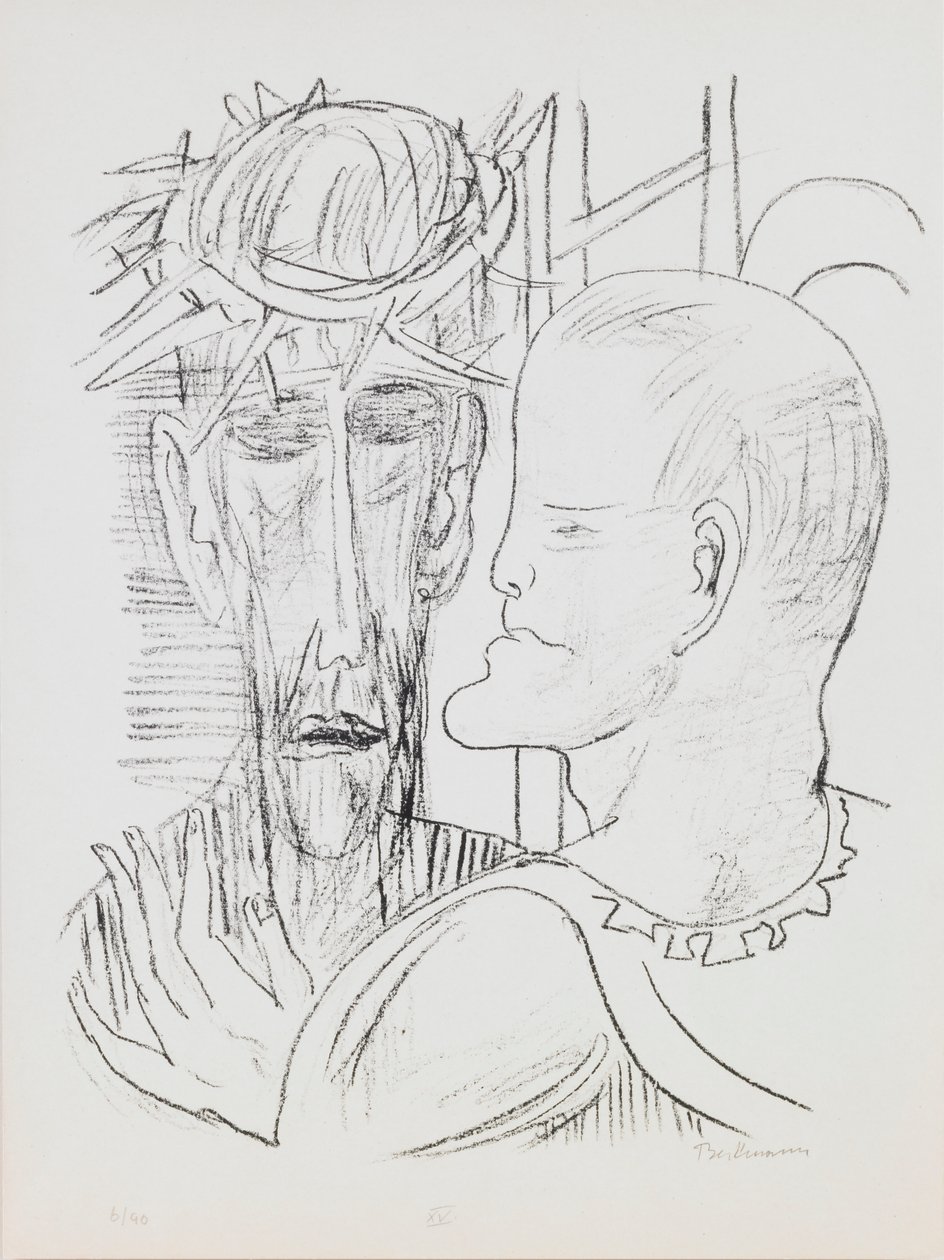 Chrystus i Piłat, tablica 15 z teki „Dzień i sen” autorstwa Max Beckmann