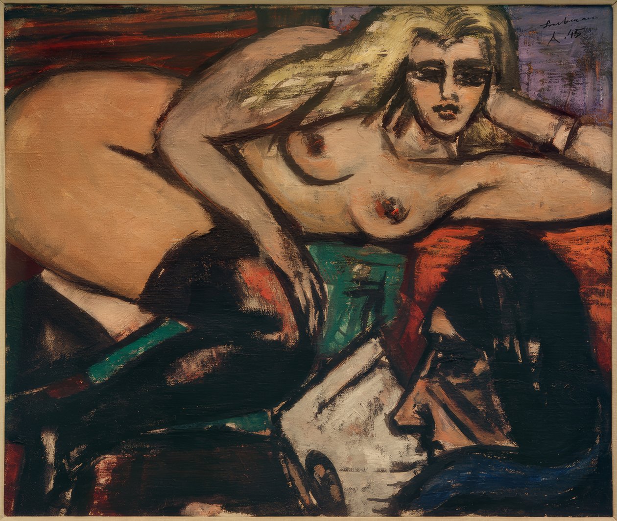 List leżący pół-akt autorstwa Max Beckmann