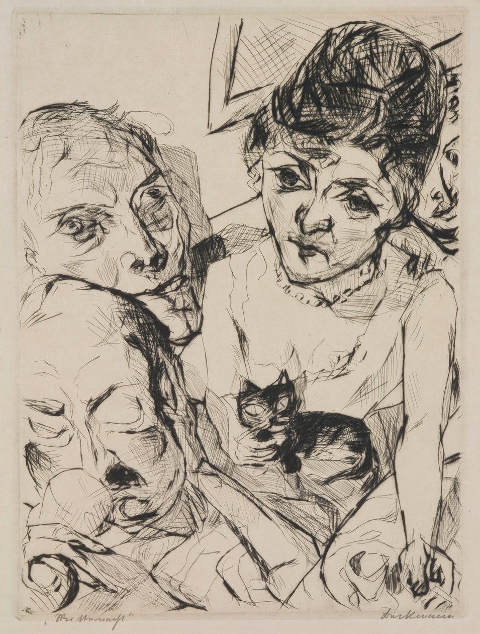 Wieczór (Autoportret z Battenbergami), tablica 10 z teki „Twarze” autorstwa Max Beckmann