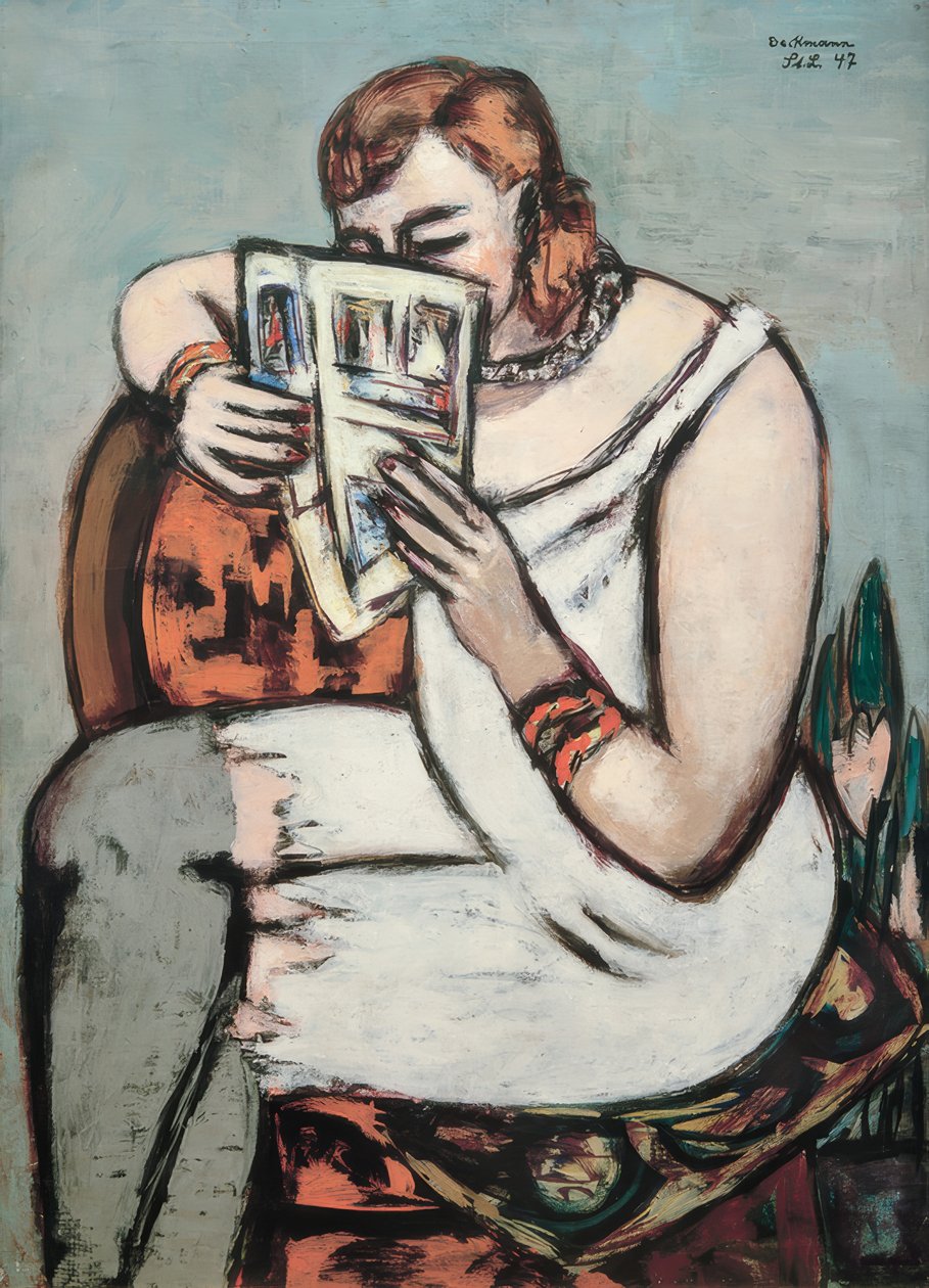 Kobieta w białej koszuli (czytanie) autorstwa Max Beckmann