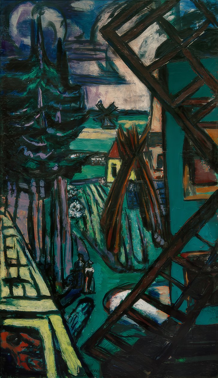 Duży krajobraz z Laren z wiatrakiem autorstwa Max Beckmann