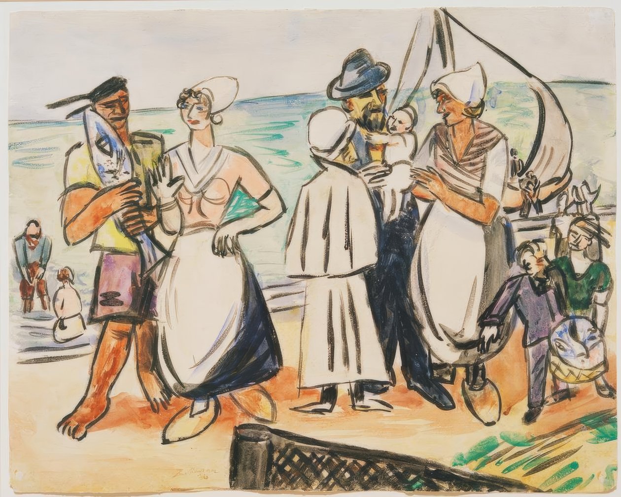 Holenderscy rybacy na plaży autorstwa Max Beckmann