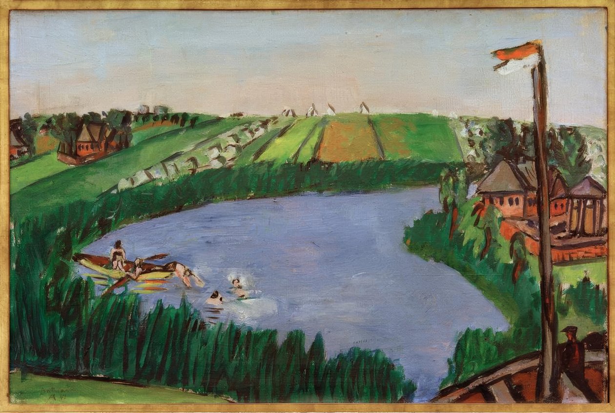 Holenderski krajobraz z kąpiącymi się autorstwa Max Beckmann
