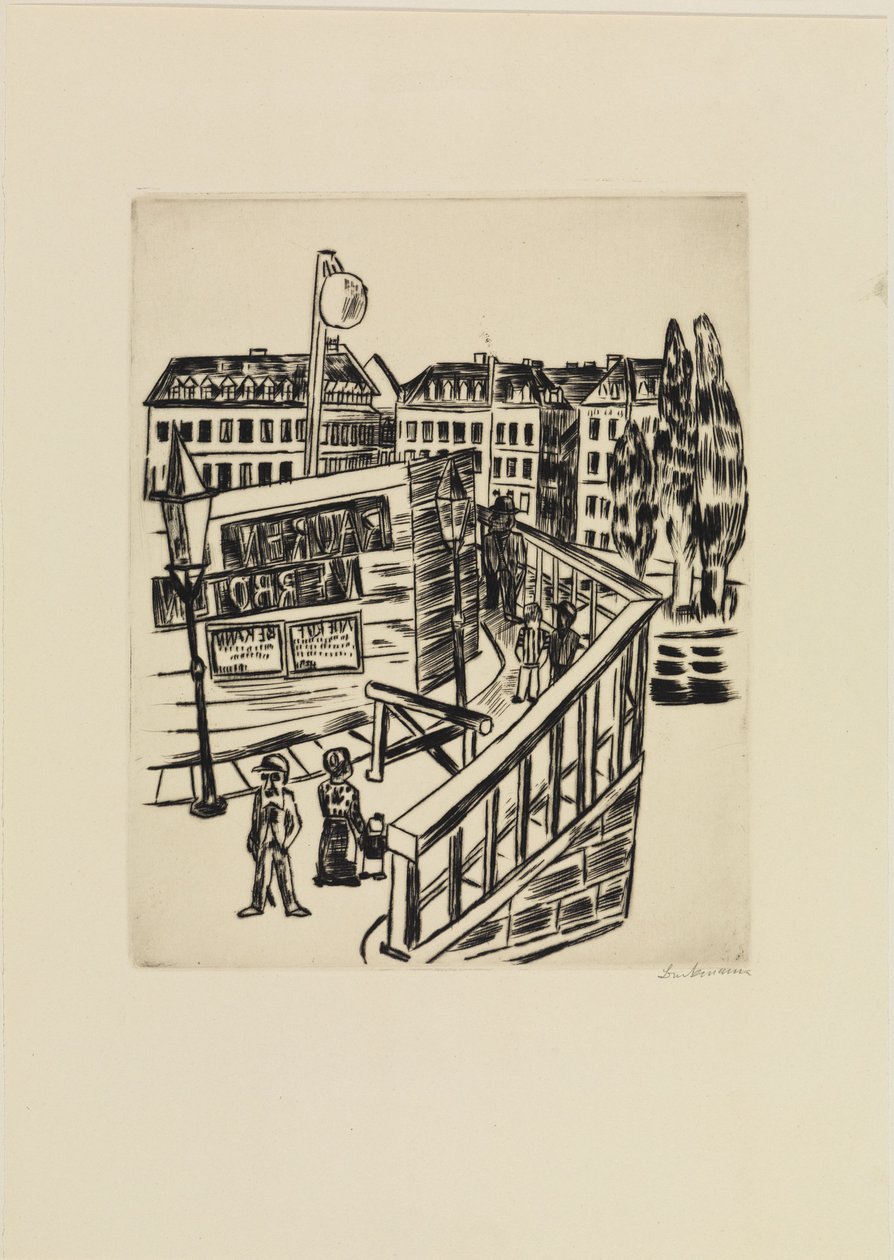 Drewniany most (Ulica na przedmieściu) autorstwa Max Beckmann