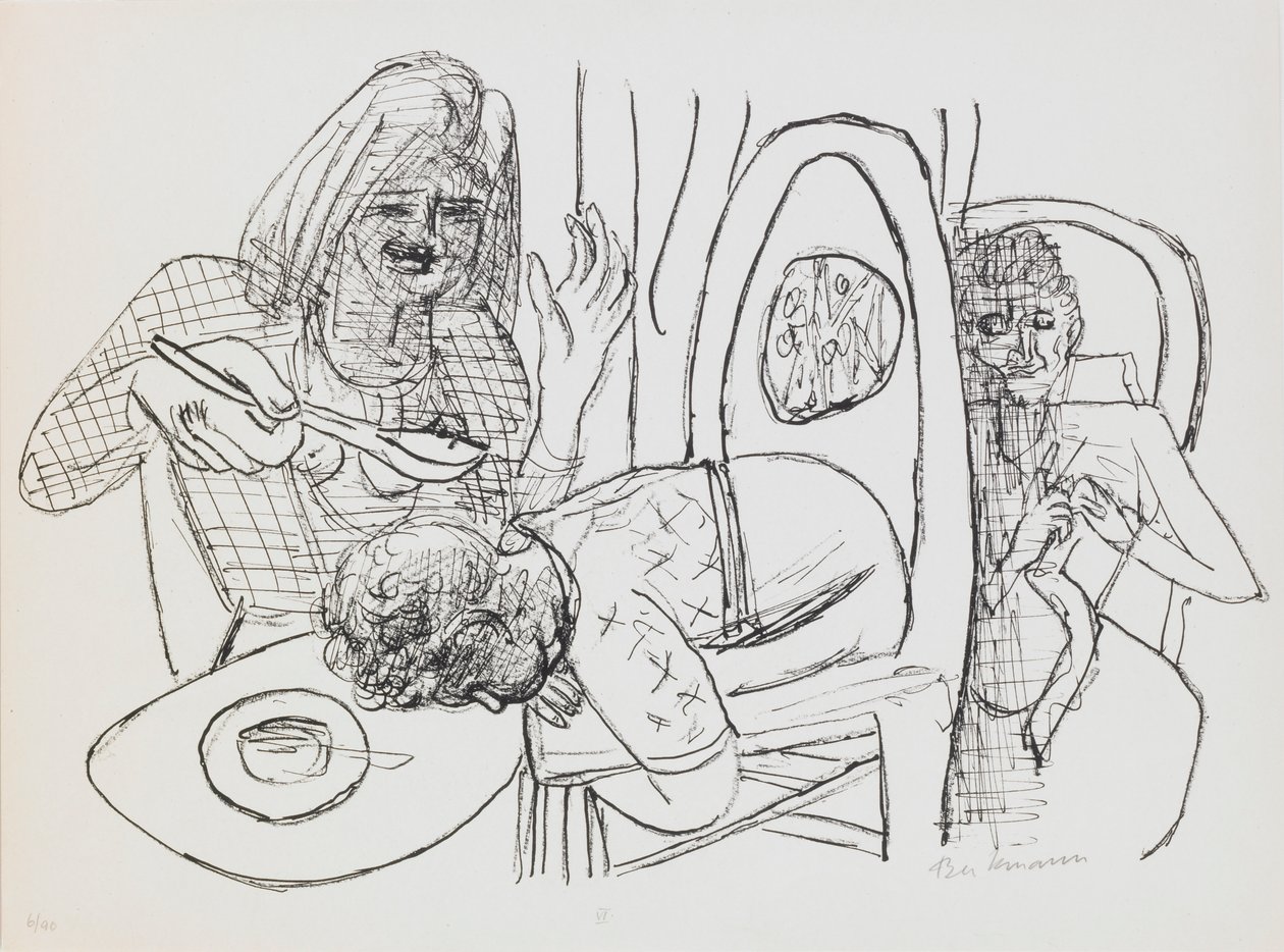 Nie chcę jeść mojej zupy, płyta 6 z portfolio „Dzień i sen” autorstwa Max Beckmann