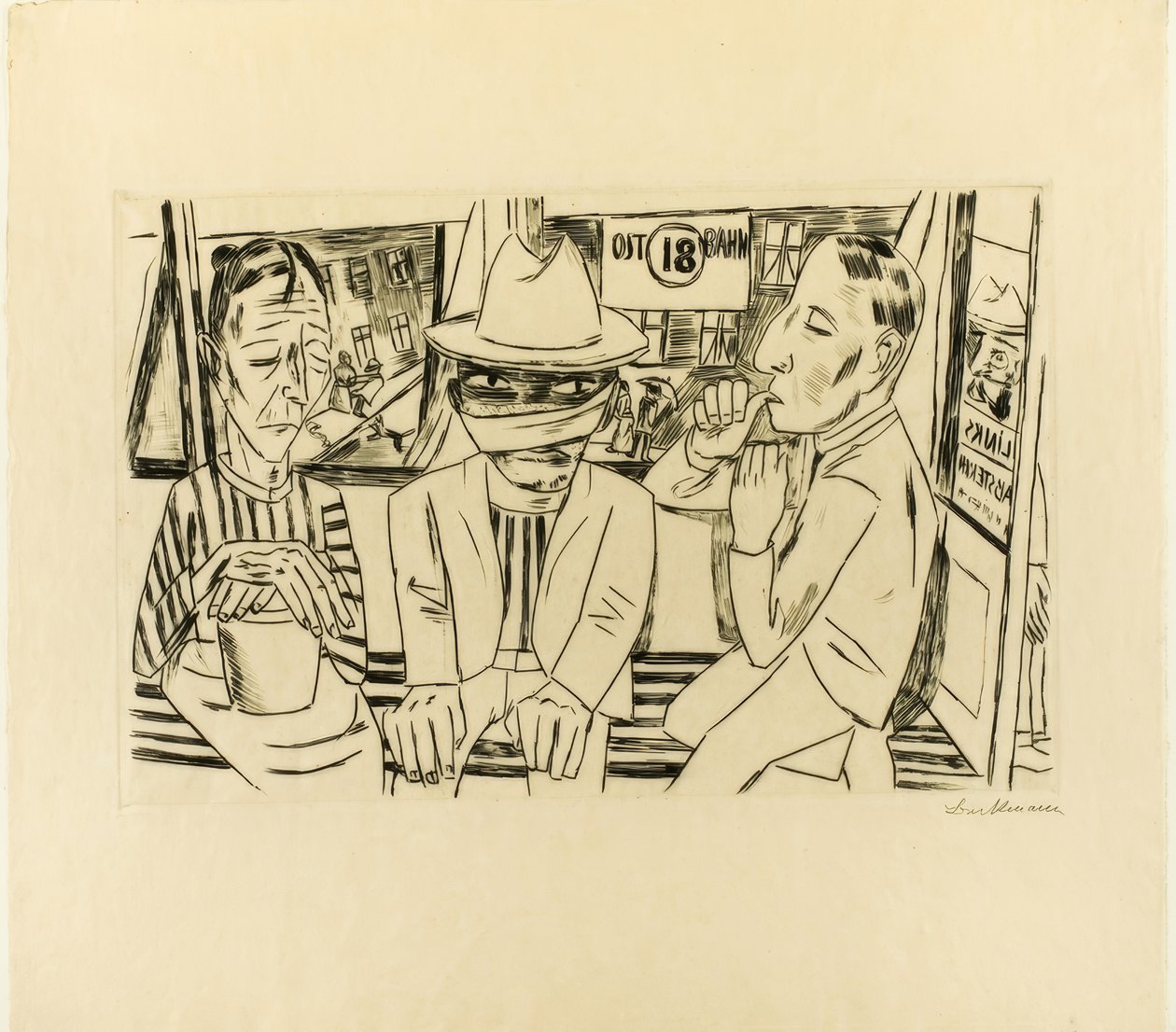 W tramwaju autorstwa Max Beckmann