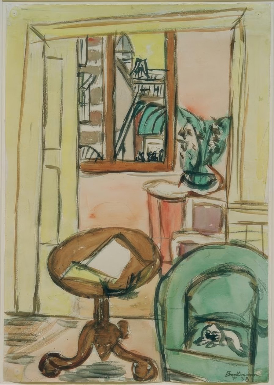 Wnętrze z okrągłym stołem autorstwa Max Beckmann