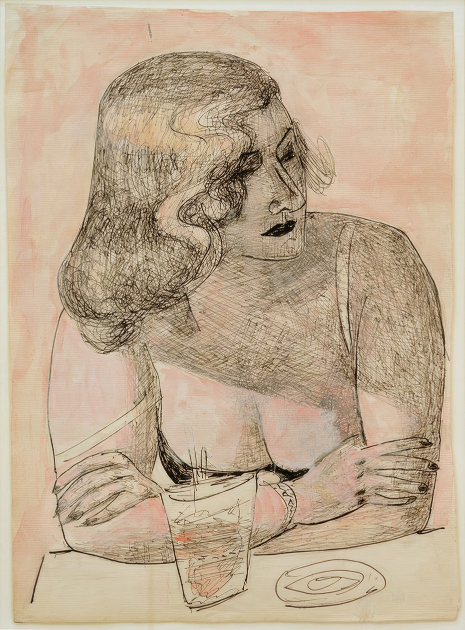 Młoda kobieta z kieliszkiem autorstwa Max Beckmann