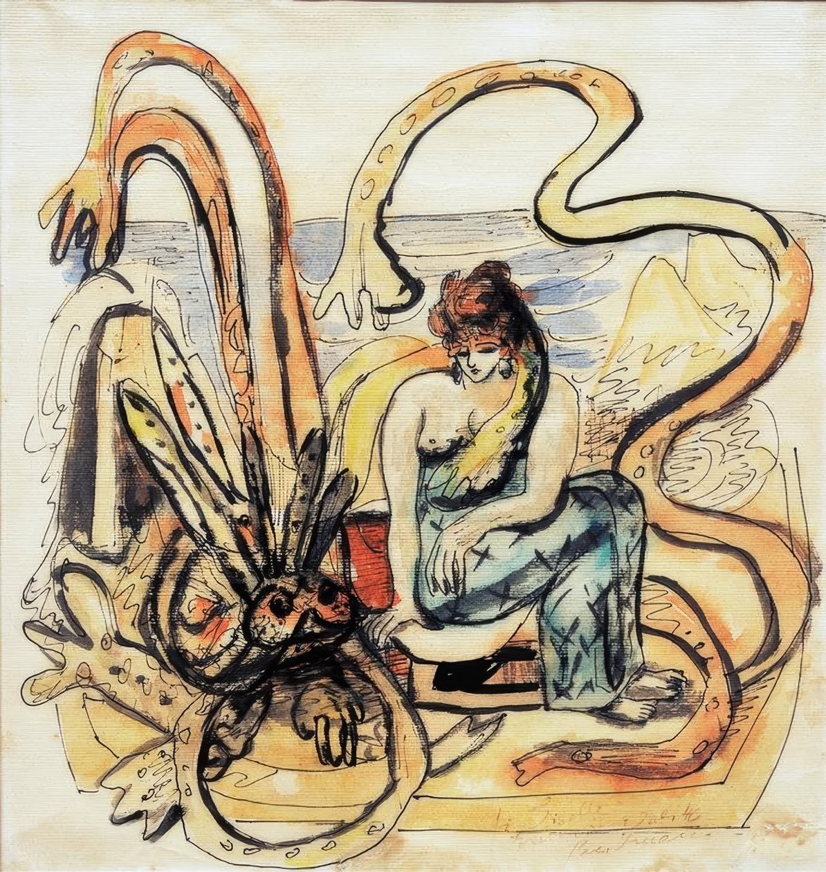 Panna z bestią (kobieta z syreną) autorstwa Max Beckmann