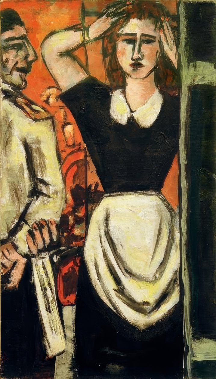 Kelner i pokojówka z szatni autorstwa Max Beckmann