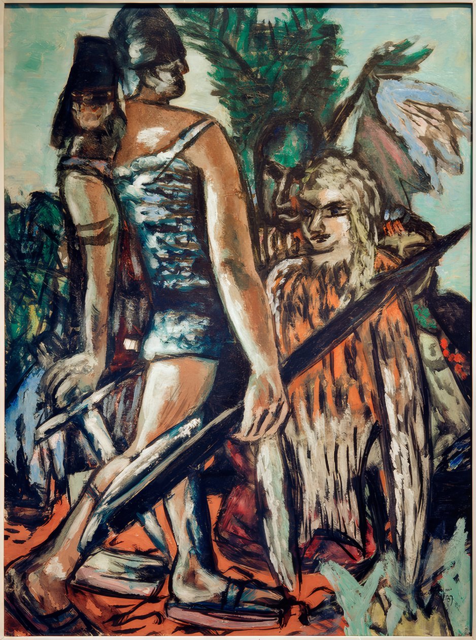 Wojownik i kobieta-ptak autorstwa Max Beckmann
