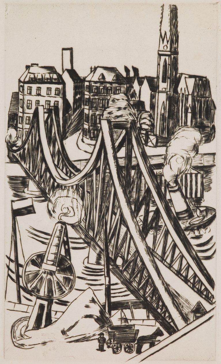 Duży most ("Eiserner Steg" we Frankfurcie nad Menem) autorstwa Max Beckmann