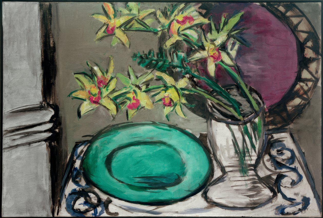 Storczyki - martwa natura z zieloną miską autorstwa Max Beckmann
