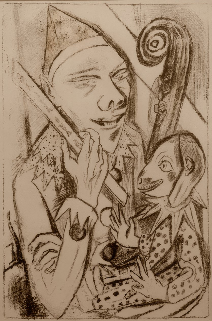 Pierrot z maską autorstwa Max Beckmann