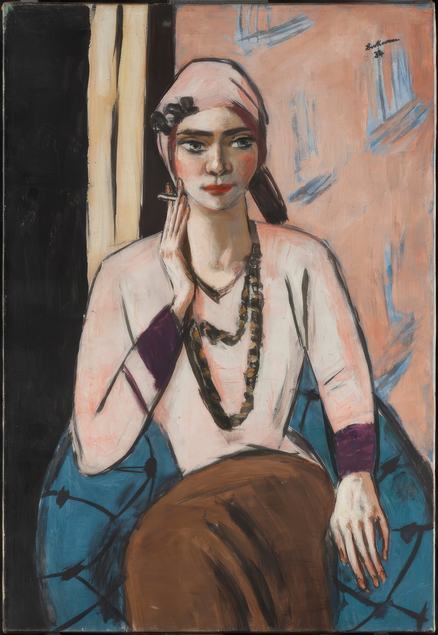 Quappi w różowym swetrze autorstwa Max Beckmann