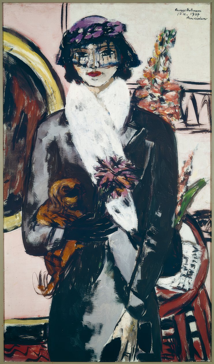 Quappi z białym futrem autorstwa Max Beckmann