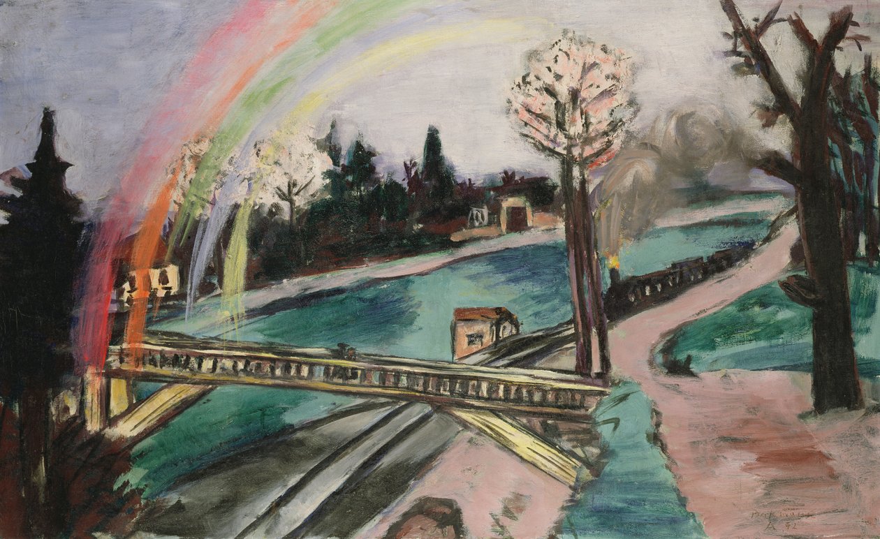 Most kolejowy i tęcza autorstwa Max Beckmann