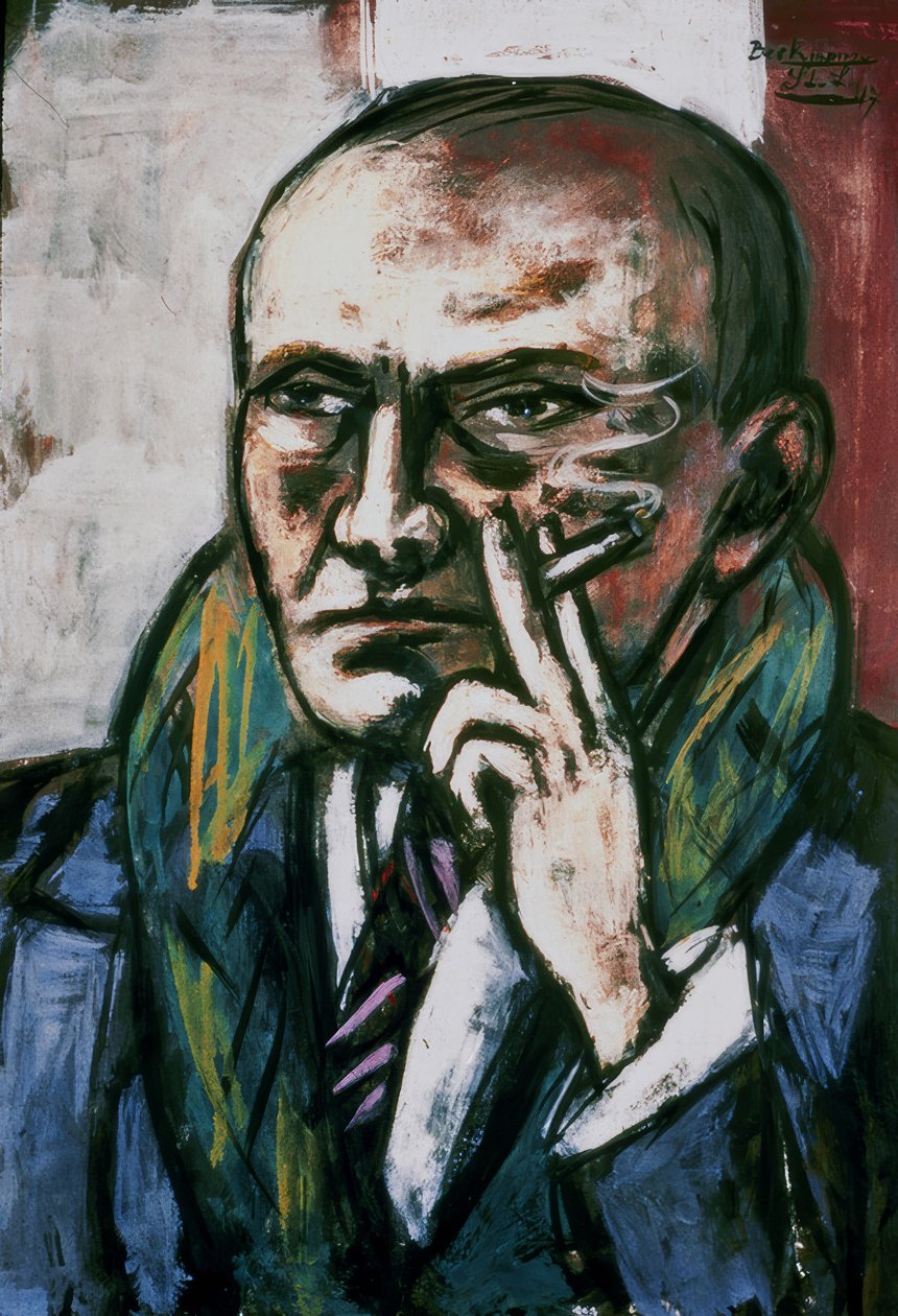 Autoportret z papierosem autorstwa Max Beckmann