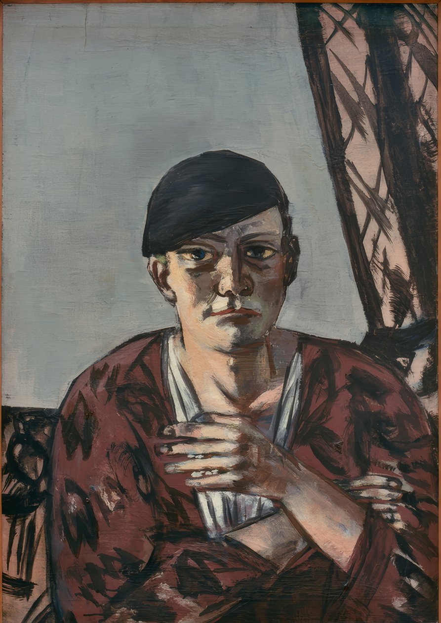 Autoportret z czarną czapką autorstwa Max Beckmann