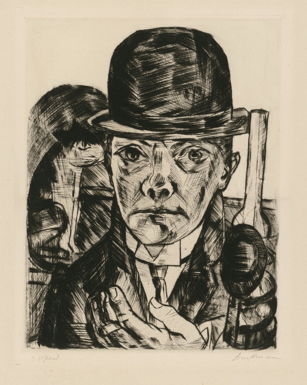 Autoportret w sztywnym kapeluszu autorstwa Max Beckmann