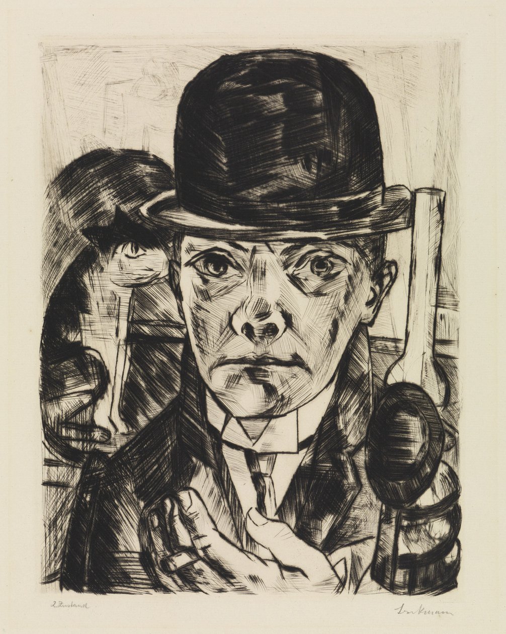 Autoportret w sztywnym kapeluszu autorstwa Max Beckmann