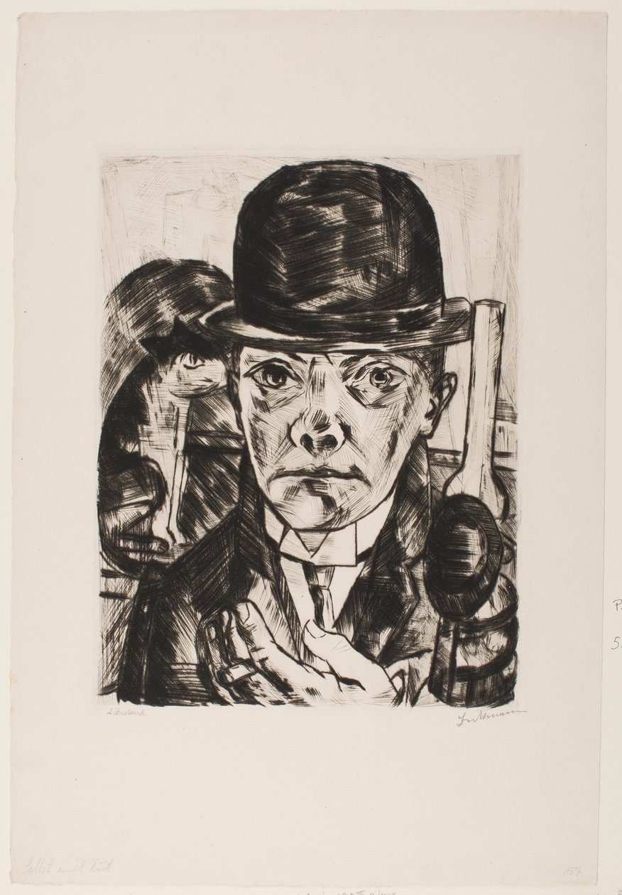 Autoportret w meloniku autorstwa Max Beckmann