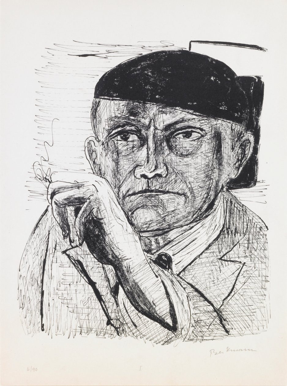 Autoportret, płyta 1 z teki „Dzień i sen” autorstwa Max Beckmann