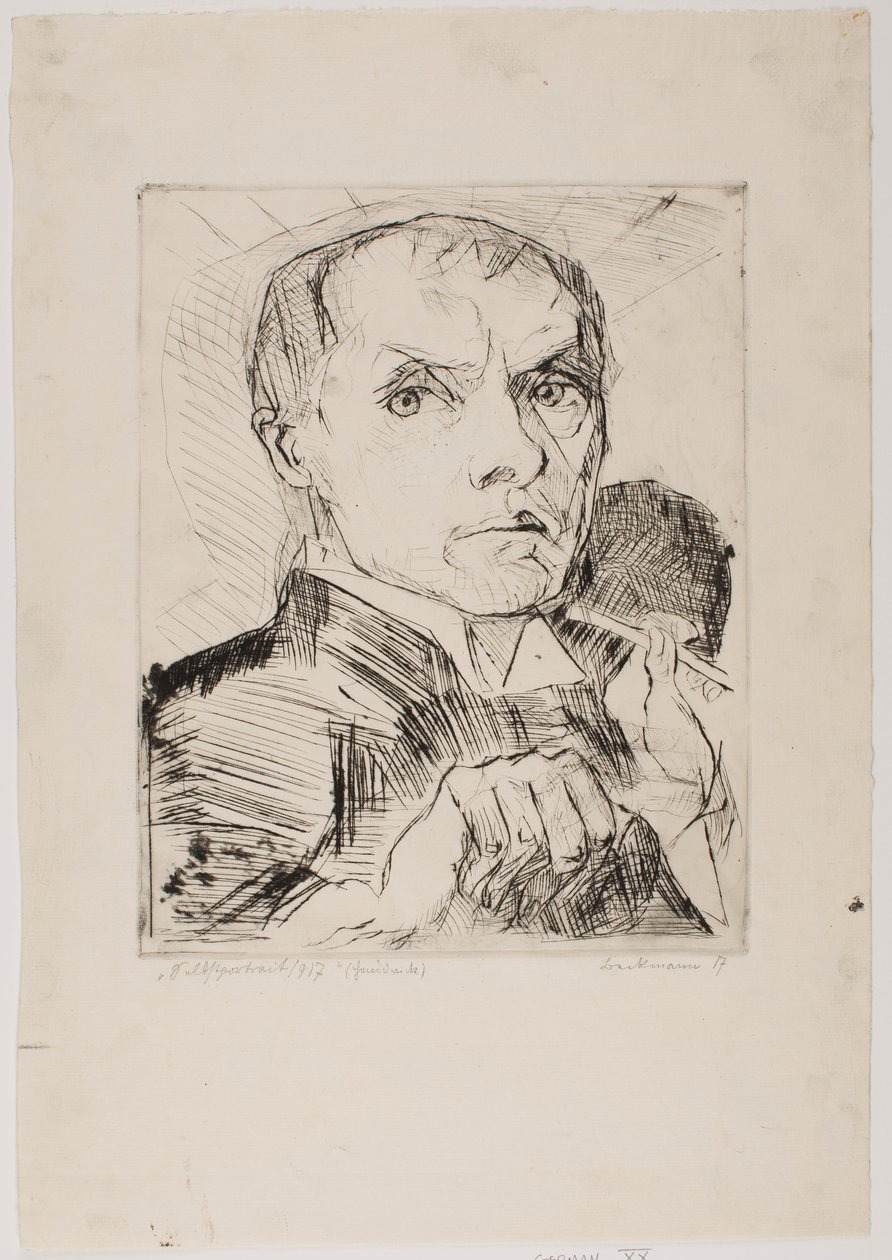 Autoportret z rylcem, plansza 19 z „Twarzy" autorstwa Max Beckmann
